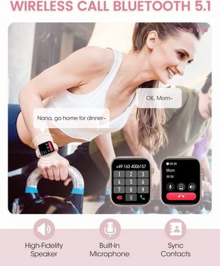 Yuede Smartwatch Damen und Herren, Fitness Tracker Uhr Mit Sprachanruf, Smartwatch (4,57 cm/1,8 Zoll) mit Herzfrequenzmessung, Schrittmessung, Blutsauerstoffmessung, Fitness Uhr mit Schrittzahler, schlaftracking, Kalorienverbrauch, Sportuhren Wasserdicht IP67, Kompatibel mit iOS und Android.