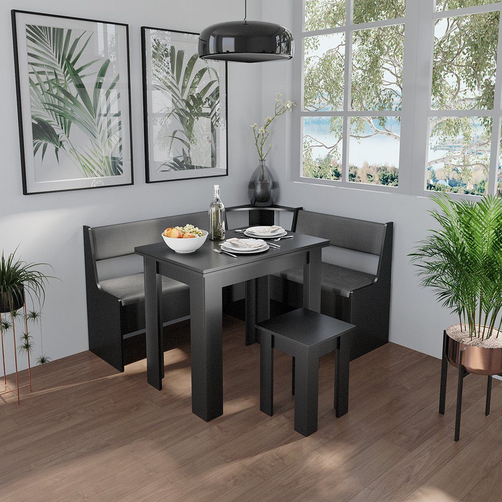 Vicco Sitzgruppe Roman, Schwarz, 90 x 60 cm, (2-tlg)