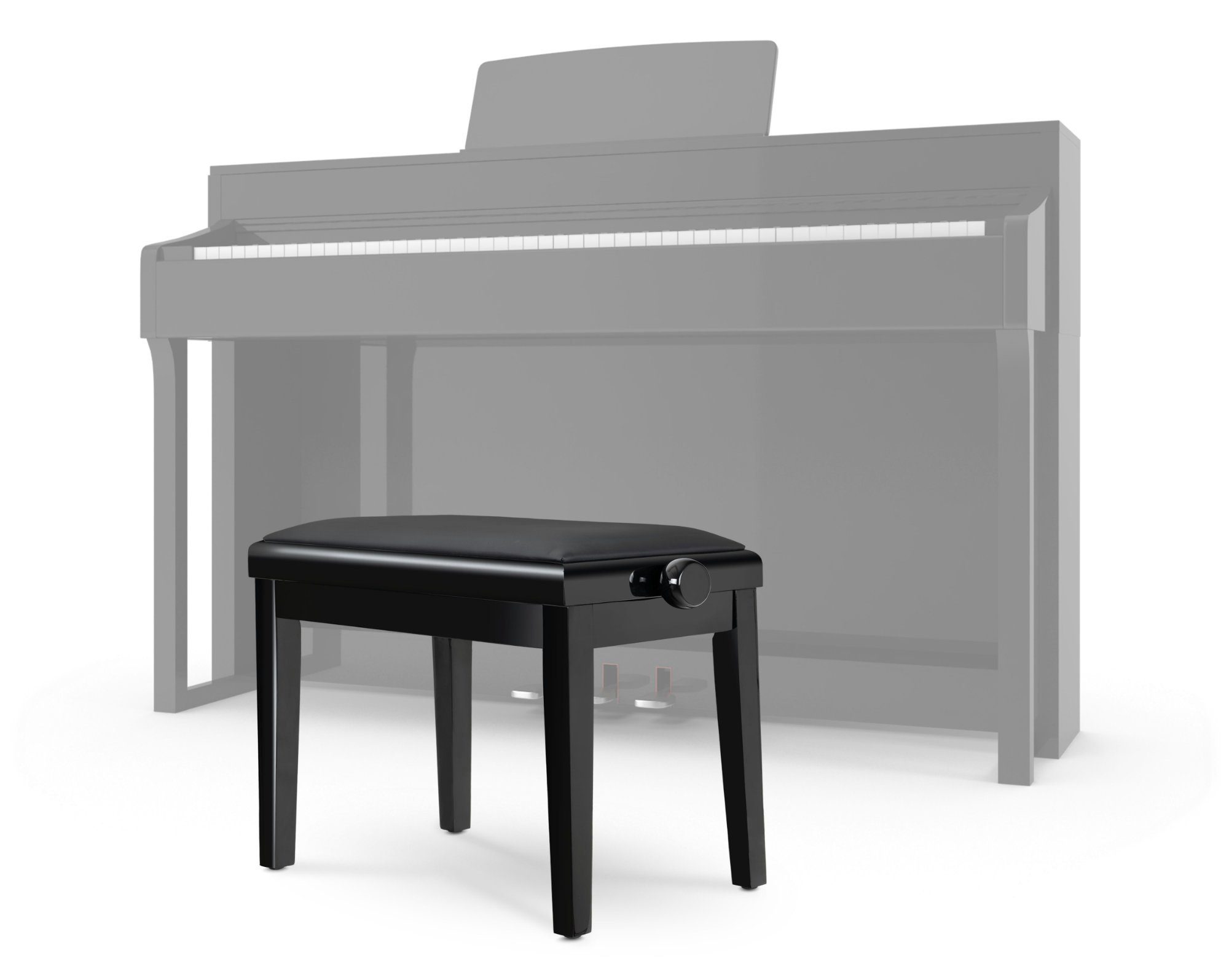 Classic Cantabile Klavierbank Pianobank Modell abnehmbare 1-St., Kreuz-Mechanik 30,5 x | Schwarz Höhenverstellbar 58 cm), Schwarz Klavierhocker, (Hochwertiger A Sitzfläche: - 53 von Hochglanz 48 cm - 2-fache