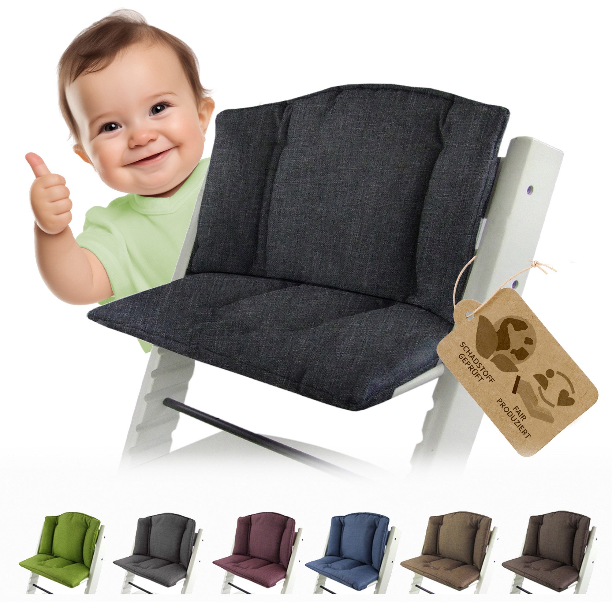 BambiniWelt by Rafael K. Hochstuhlauflage Ersatzbezug Bezug Sitzkissen kompatibel mit Stokke Tripp Trapp Mod.1, (Rücken- und Sitzkissen)