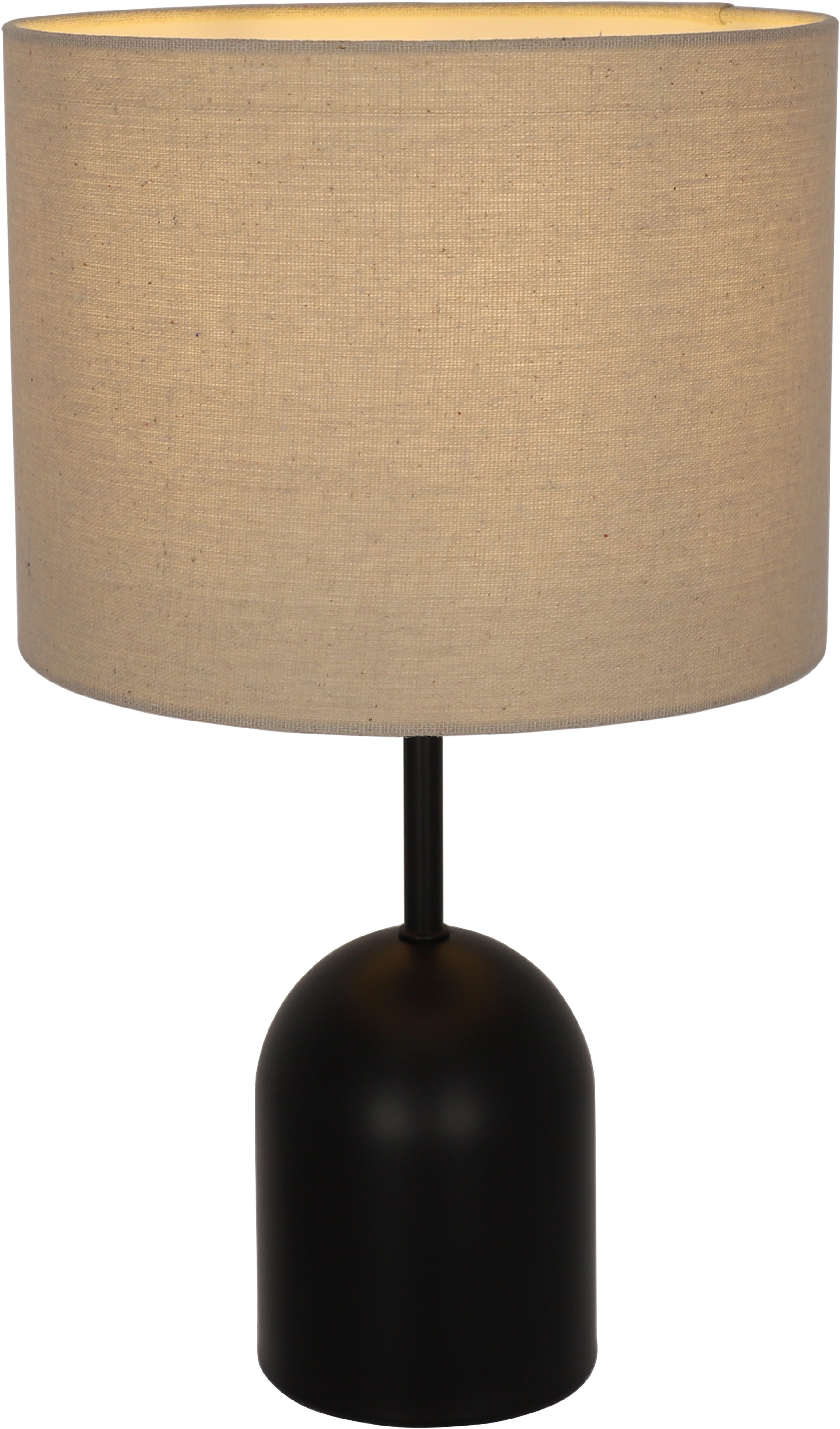 OTTO home Tischleuchte Charleen mit Leinenschirm, Leuchtmittel wechselbar, ohne Leuchtmittel, LED max. 6 Watt, Metallfuß, Textilschirm Ø 23 cm, Tischlampe, Stoff