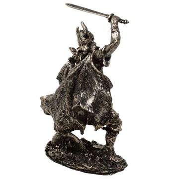 MystiCalls Dekofigur Wikinger mit erhobenen Schwert Wikingerfigur Figur Viking (1 St), Figur mit Bronzefarbe