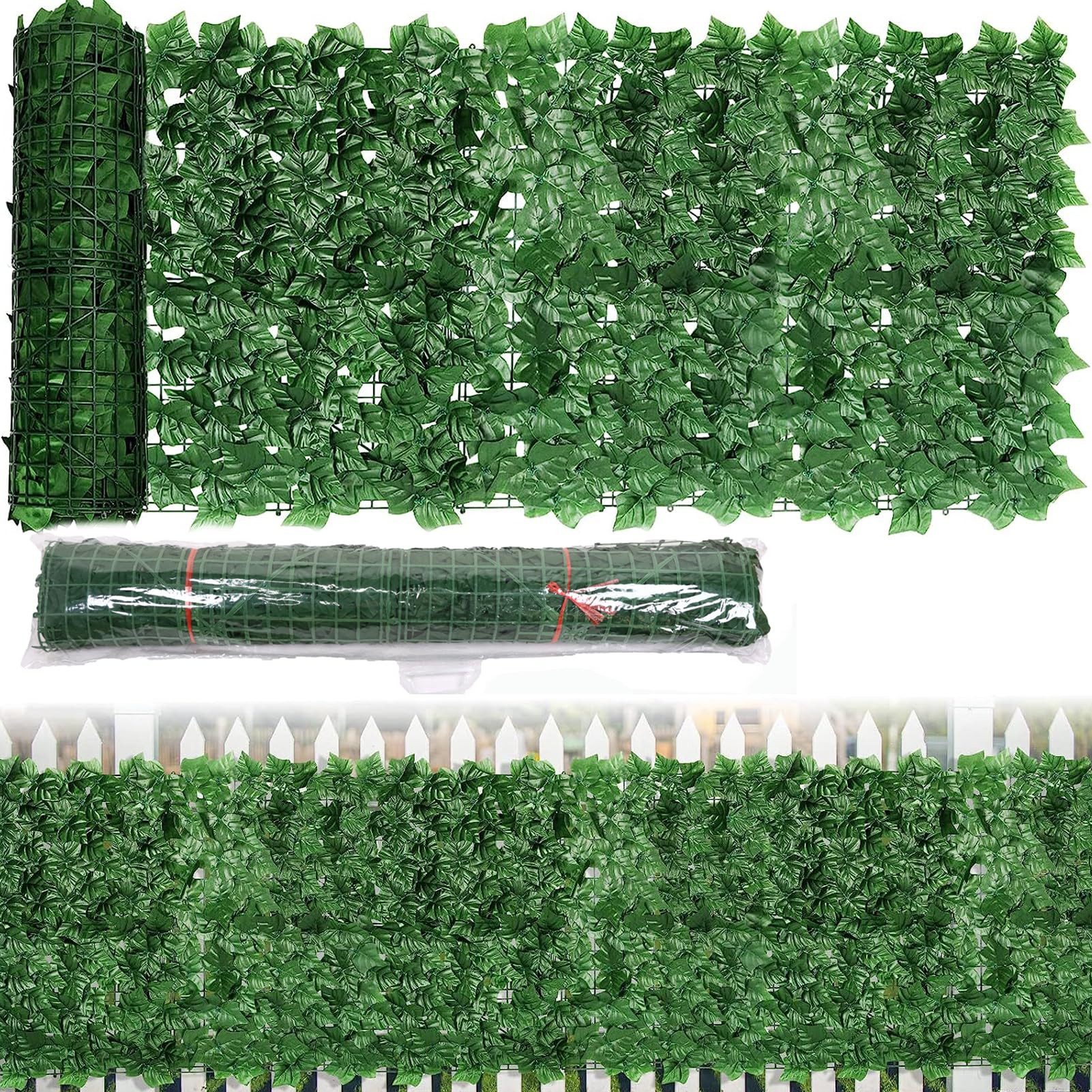 Kunsthecke Green Leaf-Sichtschutz Balkon Sichtschutz Blätterzaun Hecke Dekoration Künstliche Hecke, BlingBin, Höhe 100 cm, Künstliche Efeu Hecke Sichtschutz,Efeu Sichtschutz,Balkon Sichtschutz