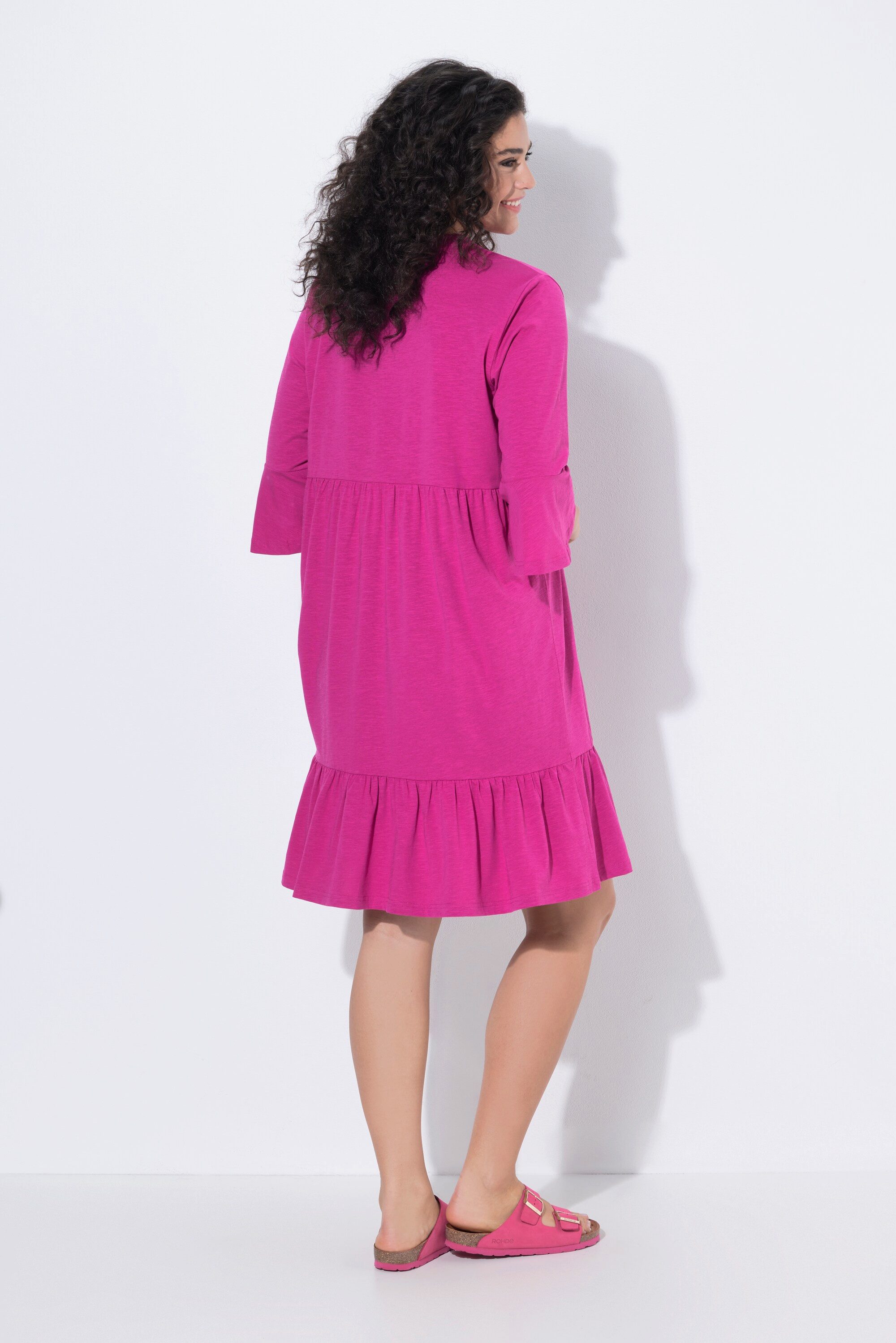 Ulla Popken Jerseykleid Jerseykleid A-Linie Tunika-Ausschnitt 3/4-Arm
