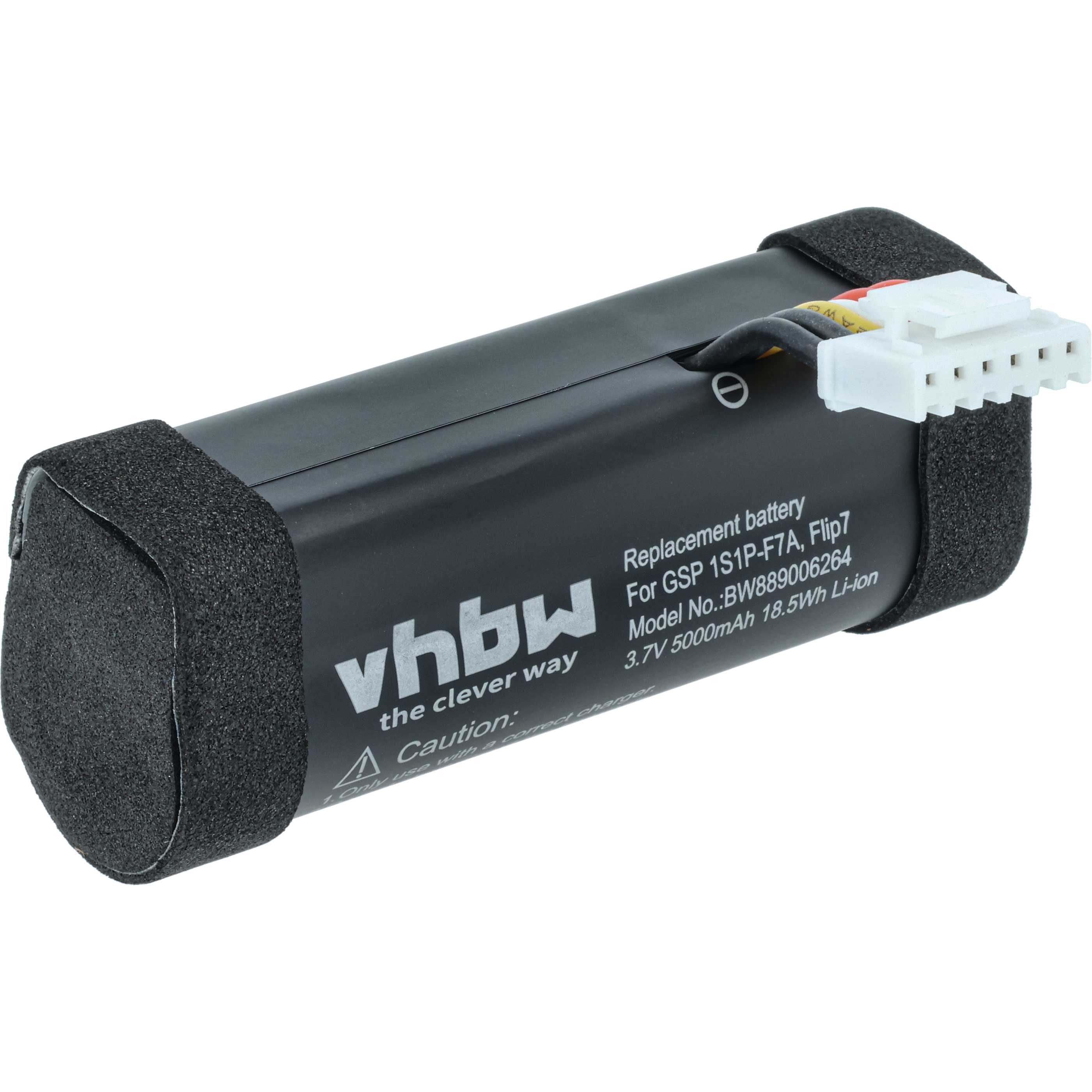 vhbw Akku passend für JBL Flip 7 Lautsprecher (5000 mAh, 3,7 V, Li-Ion) Akku Akku Li-Ion 5000 mAh (3,7 V, 1 St), Leistungsfähiger Austausch-Akku für Outdoor Lautsprecher
