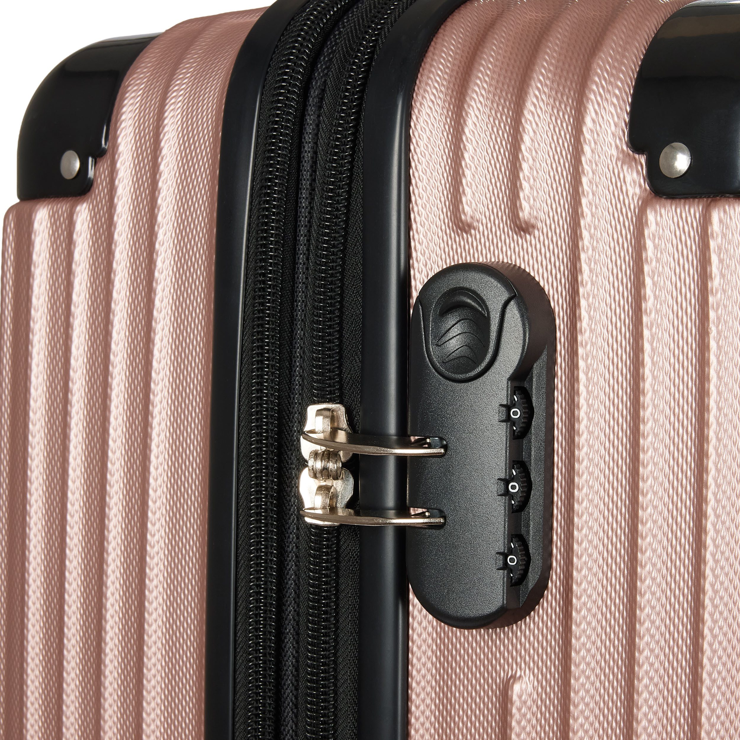 BRUBAKER Kofferset London - Reisekoffer Set inklusive Handgepäck - Hartschalen Koffer, 4 Rollen, (ABS Trolleys (M, L, XL), 3 tlg., Boardcase), mit Zahlenschloss, 4 Rollen und Komfort Tragegriffen