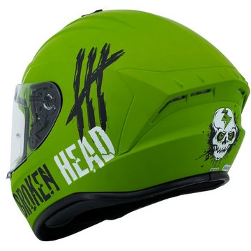 Broken Head Motorradhelm Broken Head Integralhelm Adrenalin Therapy 4X Military + Grün Verspiegeltes Visier (Set-Artikel, Mit klarem und grün verspiegeltem Visier), Krasse Militär-Optik