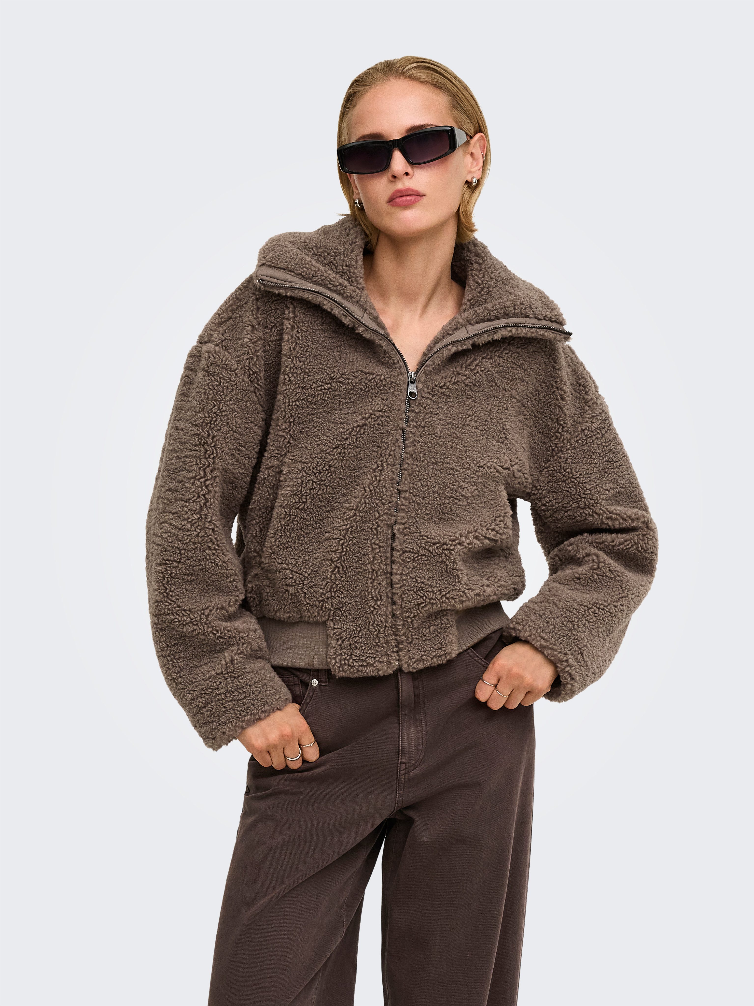 ONLY Plüschjacke ONLADELE TEDDY BOMBER JACKET OTW Kunstfaser, Teddyplüsch-Qualität