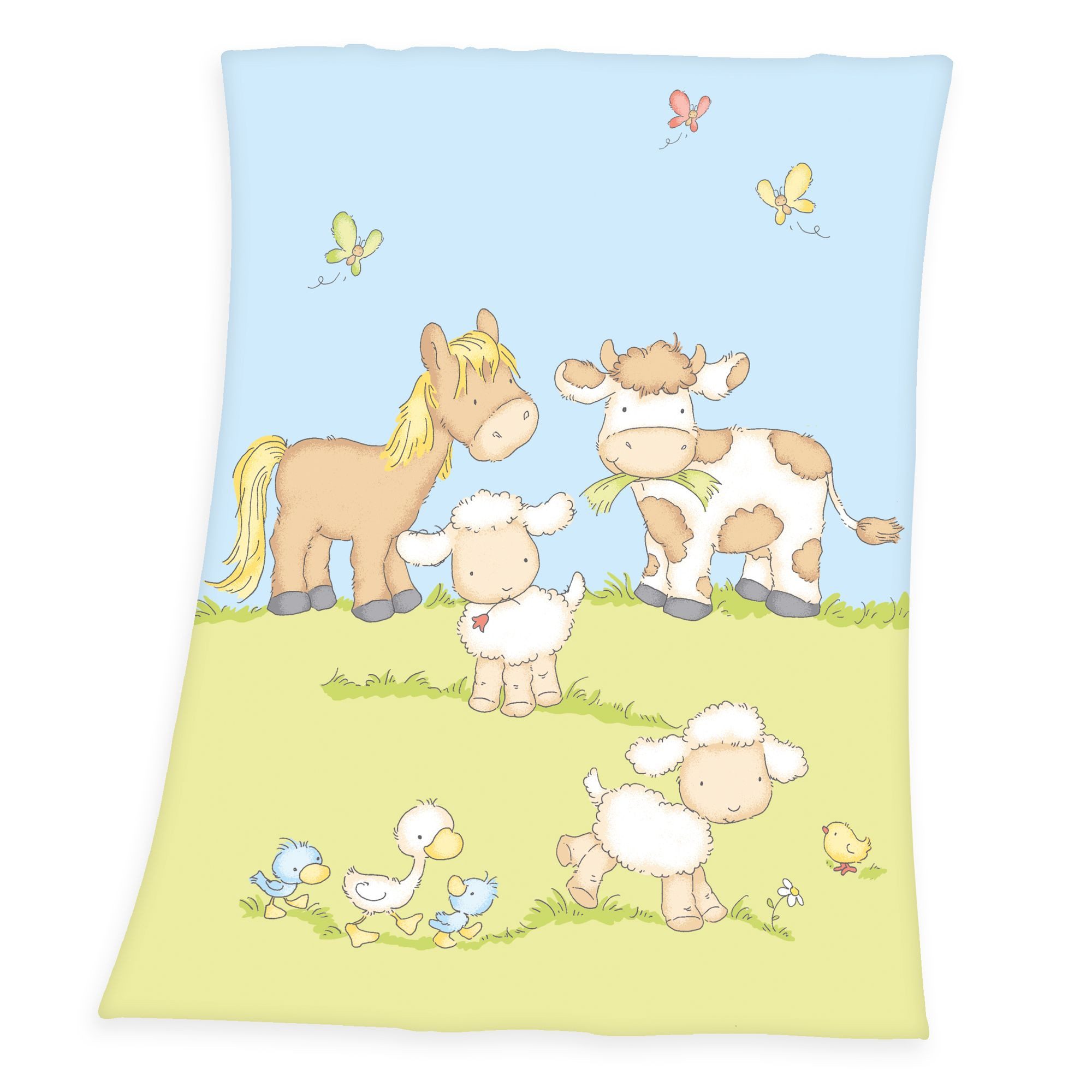 Wohndecke Baby Kuscheldecke Flauschdecke Wohndecke Bauernhoftiere 75 x 100 cm, Herding, Langlebig