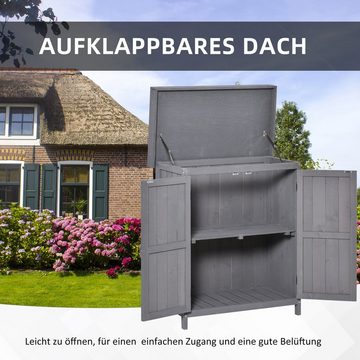 Outsunny Gerätehaus Schuppen mit Doppeltür, BxT: 74x43 cm, (Geräteschuppen, 1 St., Gartenschrank), für Garten, Grau