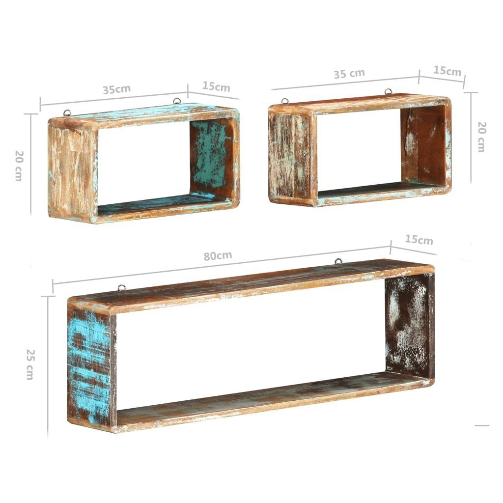 furnicato Regalwürfel 3-tlg. Würfel-Wandregal-Set Recyceltes Massivholz, günstig online kaufen