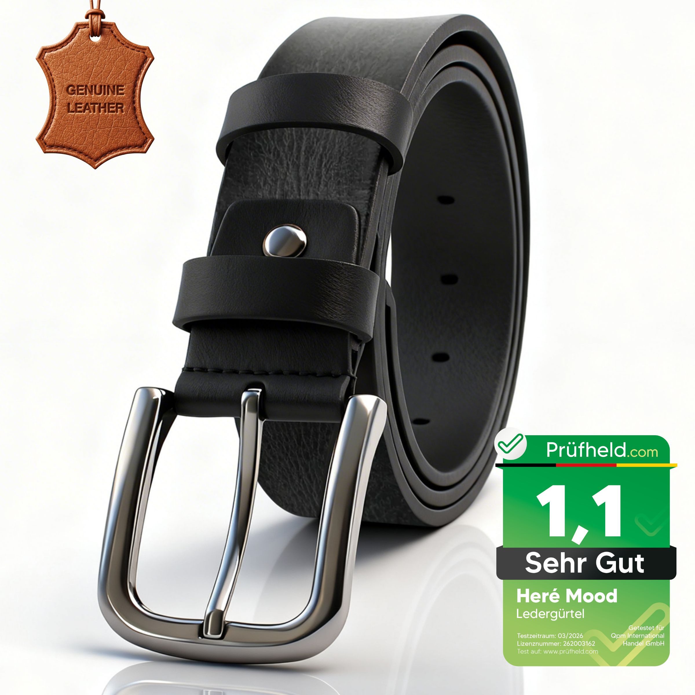 herémood Ledergürtel Gürtel Herren 4cm breit Ledergürtel Jeans Premium Geschenke für Männer (100 % Echtleder Gürtel handgefertigt, hochwertig verarbeitet, kürzbar, 1-St., Schwarz 130 cm – 4 cm breit – echtes, robustes Büffelleder, langlebig) Schwarzer Gürtel Herren – robust & edel, ideales Herrengeschenk