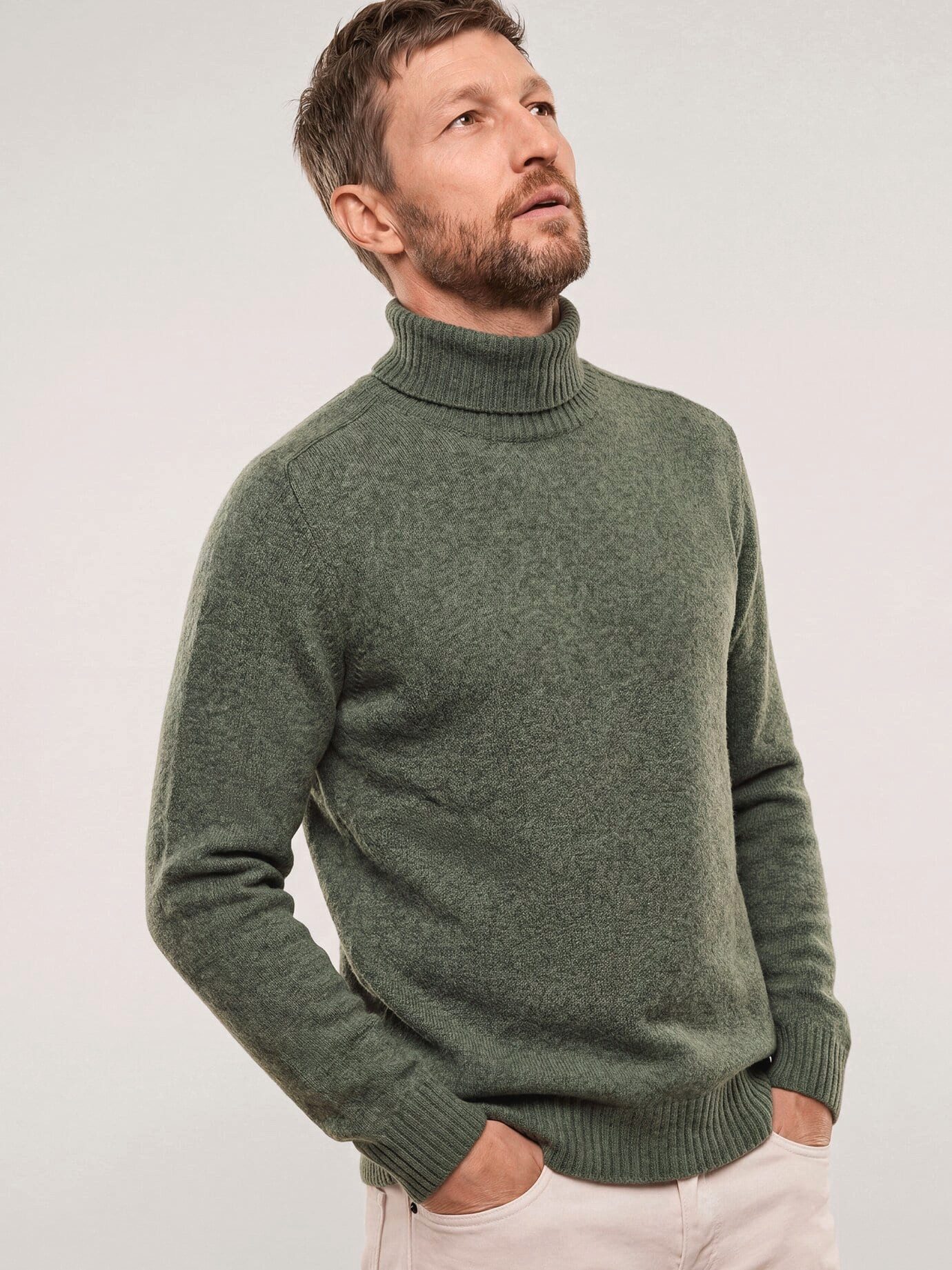 Walbusch Rollkragenpullover Herren Rollkragenpullover aus Lammwolle, wärmend