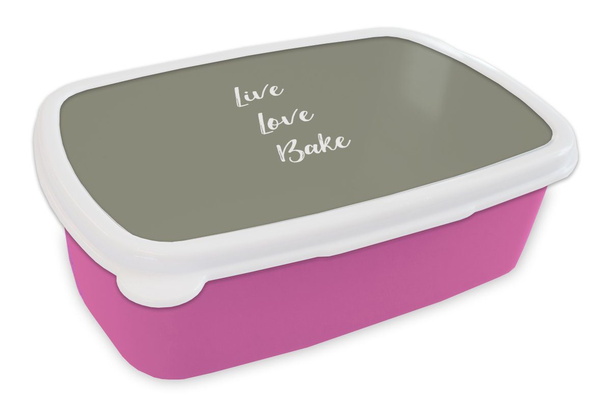MuchoWow Lunchbox Leben Kunststoff Liebe (2-tlg), Backen, Kunststoff, Zitate Backen Brotdose Brotbox für Mädchen, Snackbox, - - Sprichwörter Erwachsene, - rosa Kinder