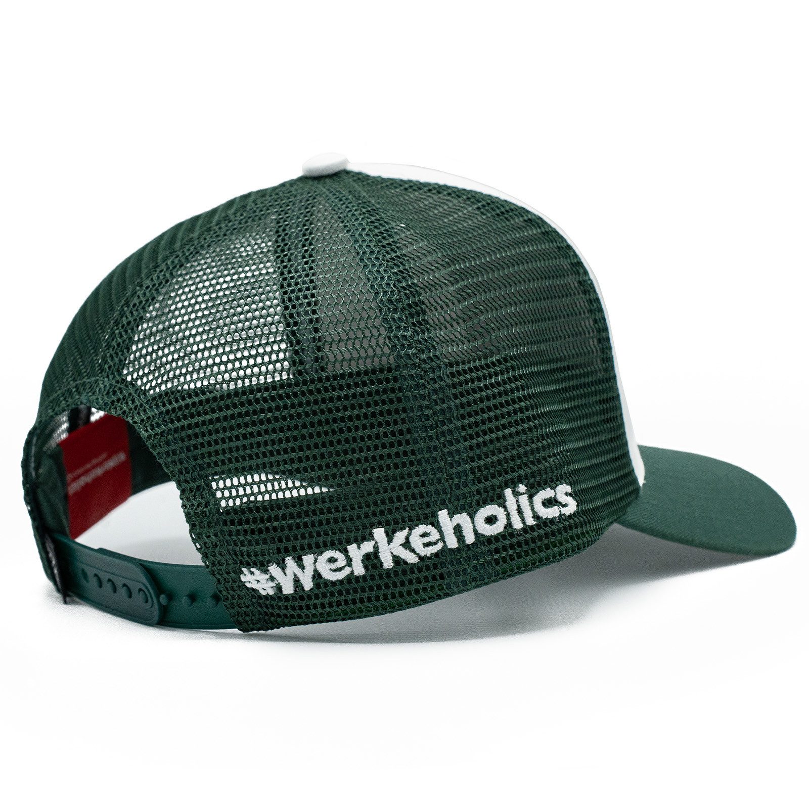 Weber GmbH Trucker Cap Weber #Werkeholics Mesh Baseball Cap grün/weiß (1-St) basecap, mit bedrucktem Unterschirm