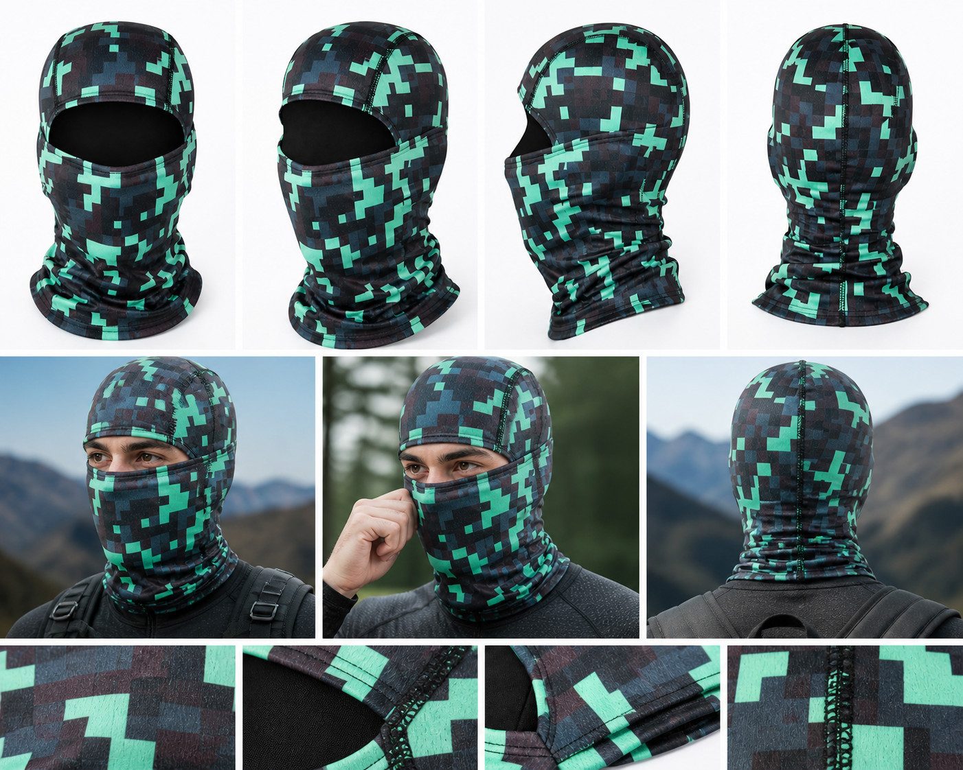 HURTNET Sturmhaube Sturmhaube Winter Balaclava mit Kragen winddicht atmungsaktiv (Einzelartikel Sturmhaube Winter Balaclava mit Kragen elastisch, Sturmhaube Win – Bild 4 von 5
