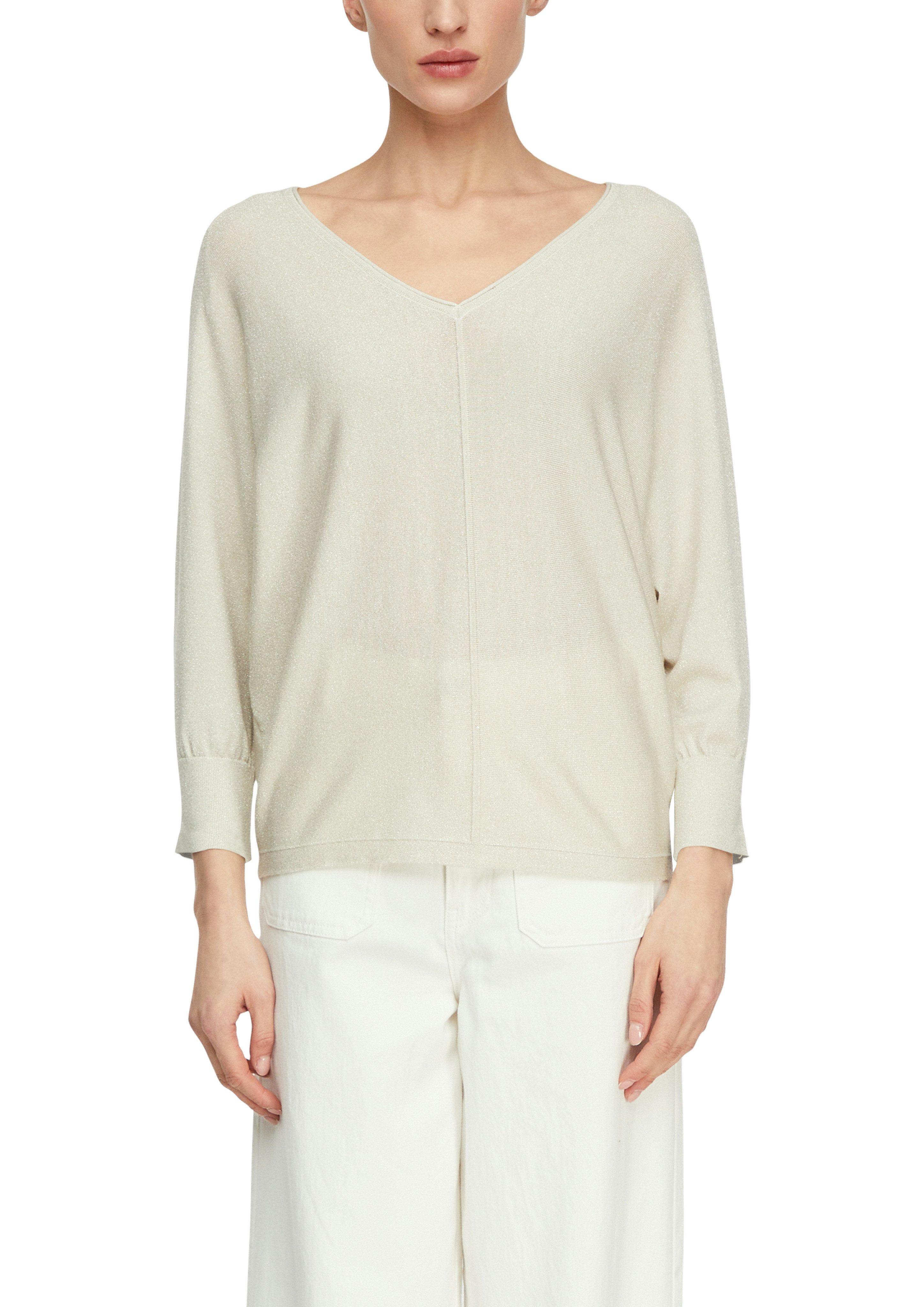 comma 3/4 Arm-Pullover mit V-Ausschnitt und aus Viskose