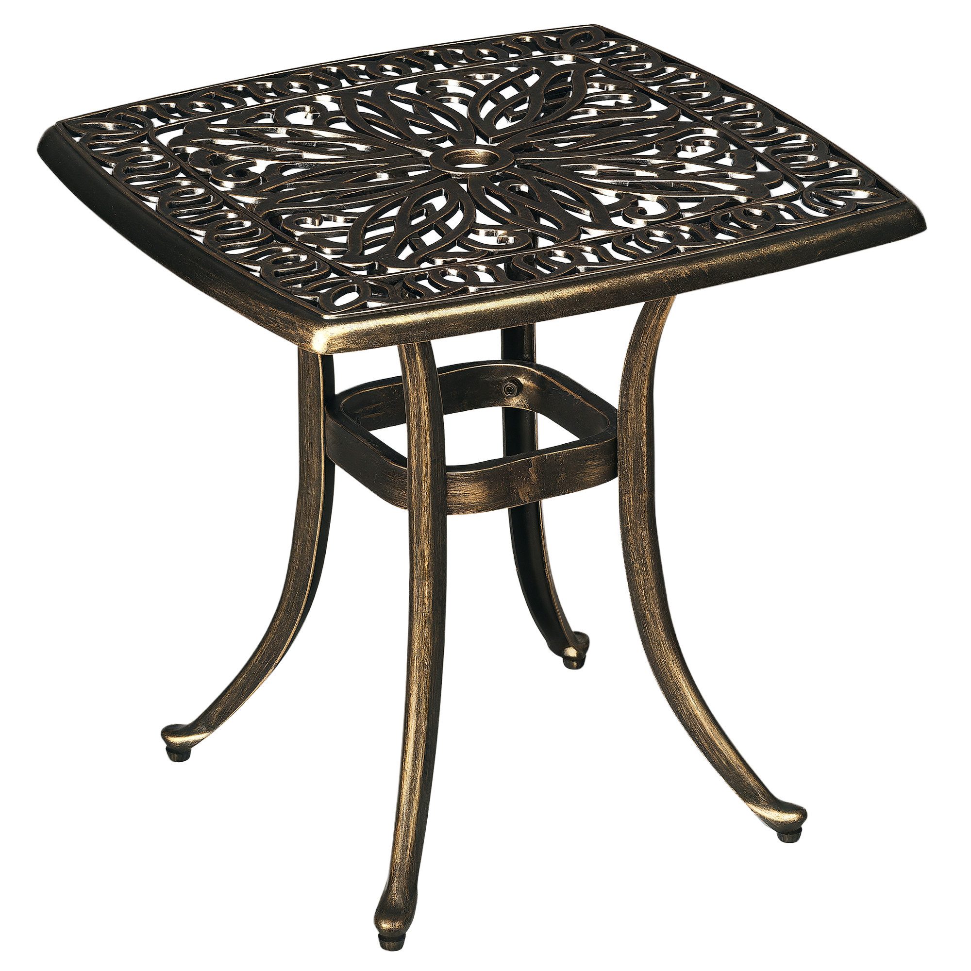 Outsunny Gartentisch mit Aluminiumrahmen, Kaffeetisch für Garten, Balkon (Terrassentisch, 1-St., Beistelltisch), Bronze, 54 x 54 x 52,5 cm