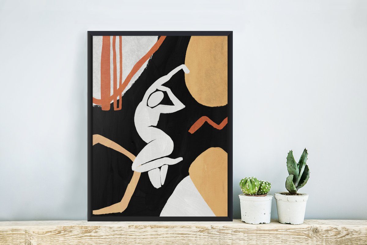 MuchoWow Abstrakt, Bilderrahmen Rahmen, Gerahmtes - - Poster, (1 Frau mit Kunstdruck, Schwarzem St), Design Poster