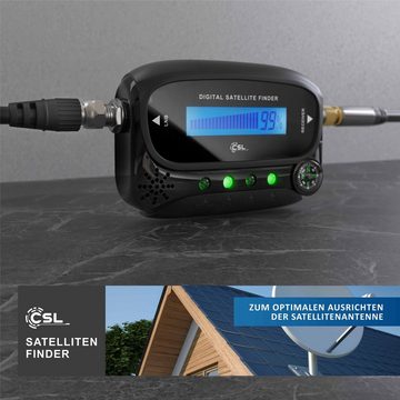 CSL Satfinder digitaler Satellitenfinder mit Pegelskala & akustischem Signalton, Satelliten Finder Messgerät, LCD Display