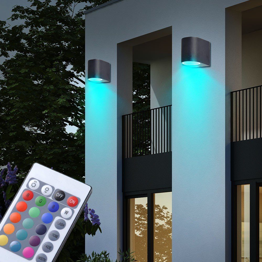 LED Wandleuchte, 2er Set Außen Strahler Fernbedienung Haus