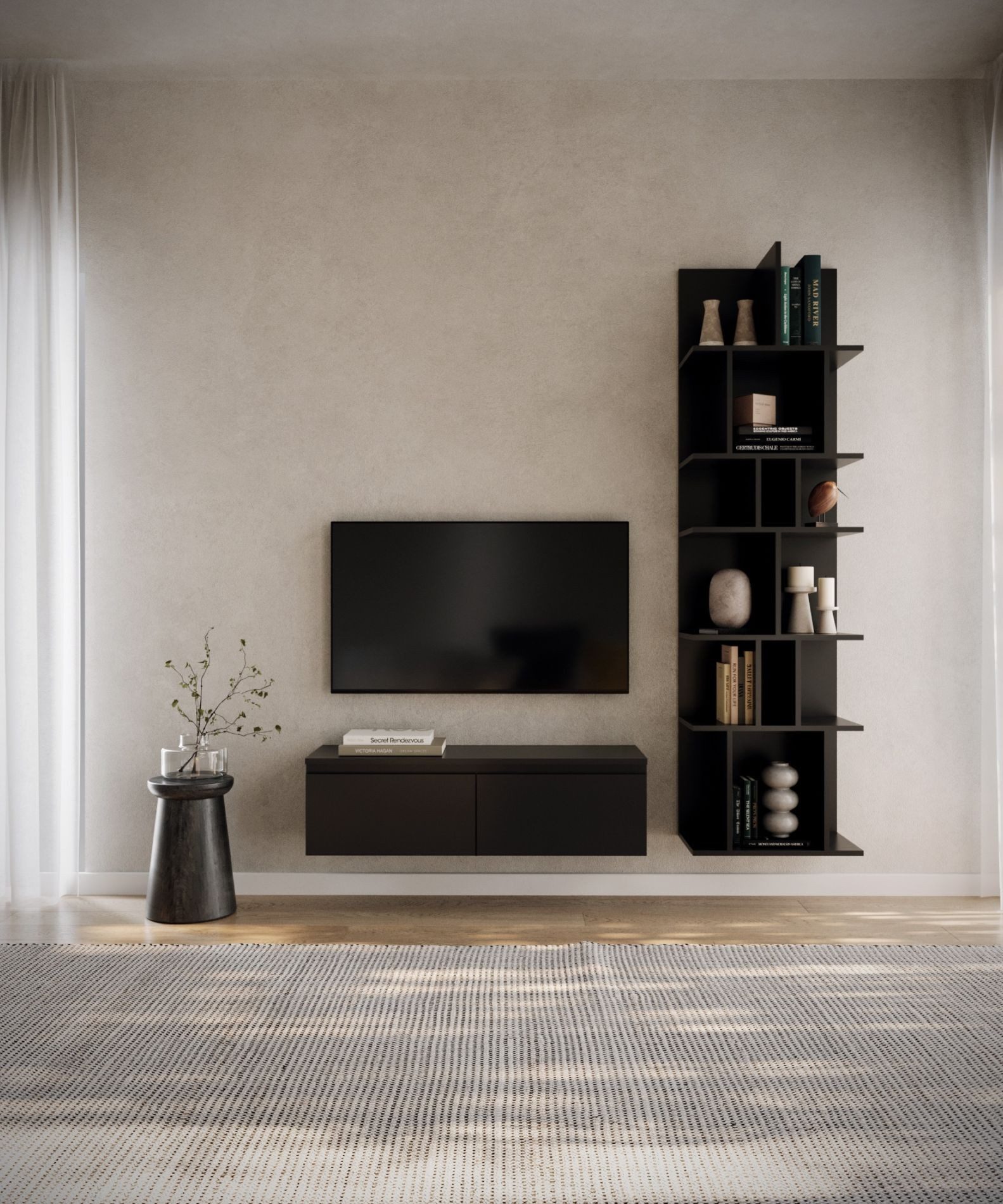 Selsey TV-Schrank BEMMI Hängendes TV-Möbel mit Klappenfächern, 4 Breiten, matt, minimalistisch