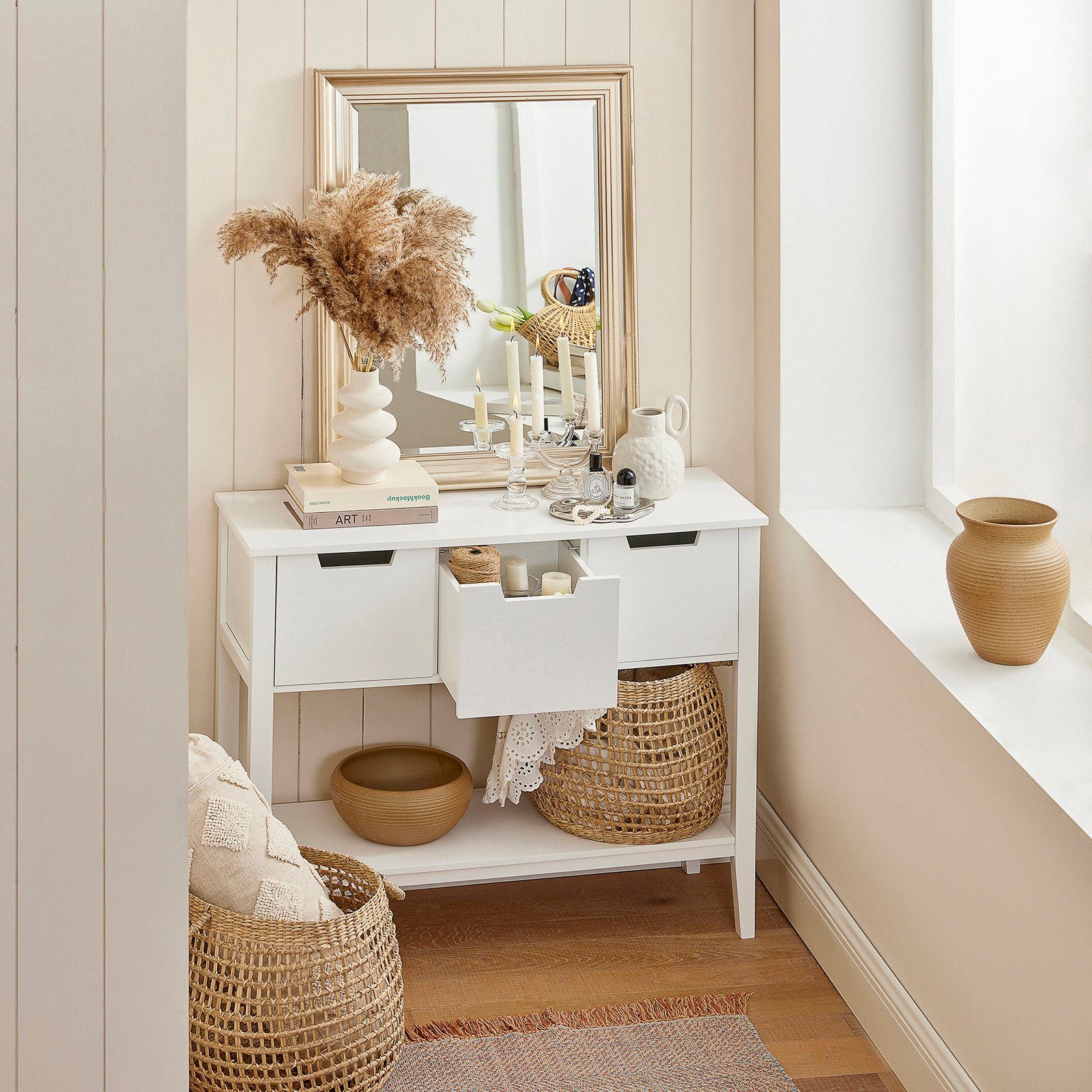 SoBuy Konsolentisch FSB51, Beistelltisch Flurtisch mit 3 Schubladen und Fac günstig online kaufen