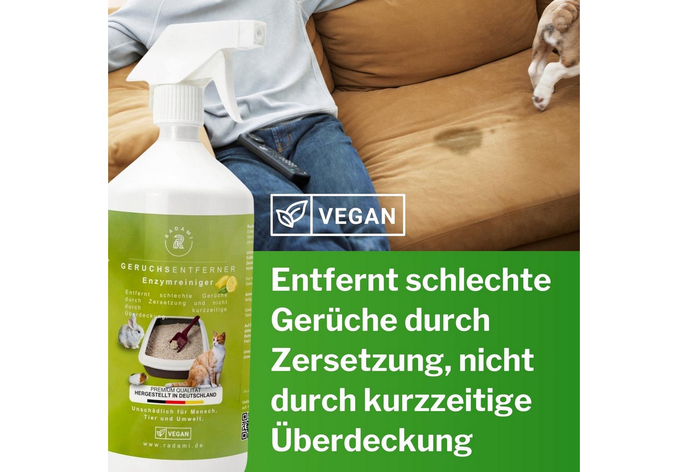 Thumbnail - Radami Geruchsentferner 1L Tier Geruchsentferner geegn Katzenurin & Tiergerüche Enzymreiniger