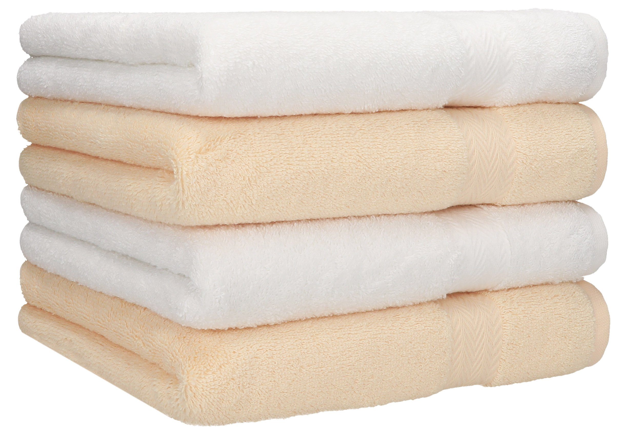 Betz Handtücher 4 Stück Handtücher Premium 4 Handtücher Farbe weiß und beige, 100% Baumwolle