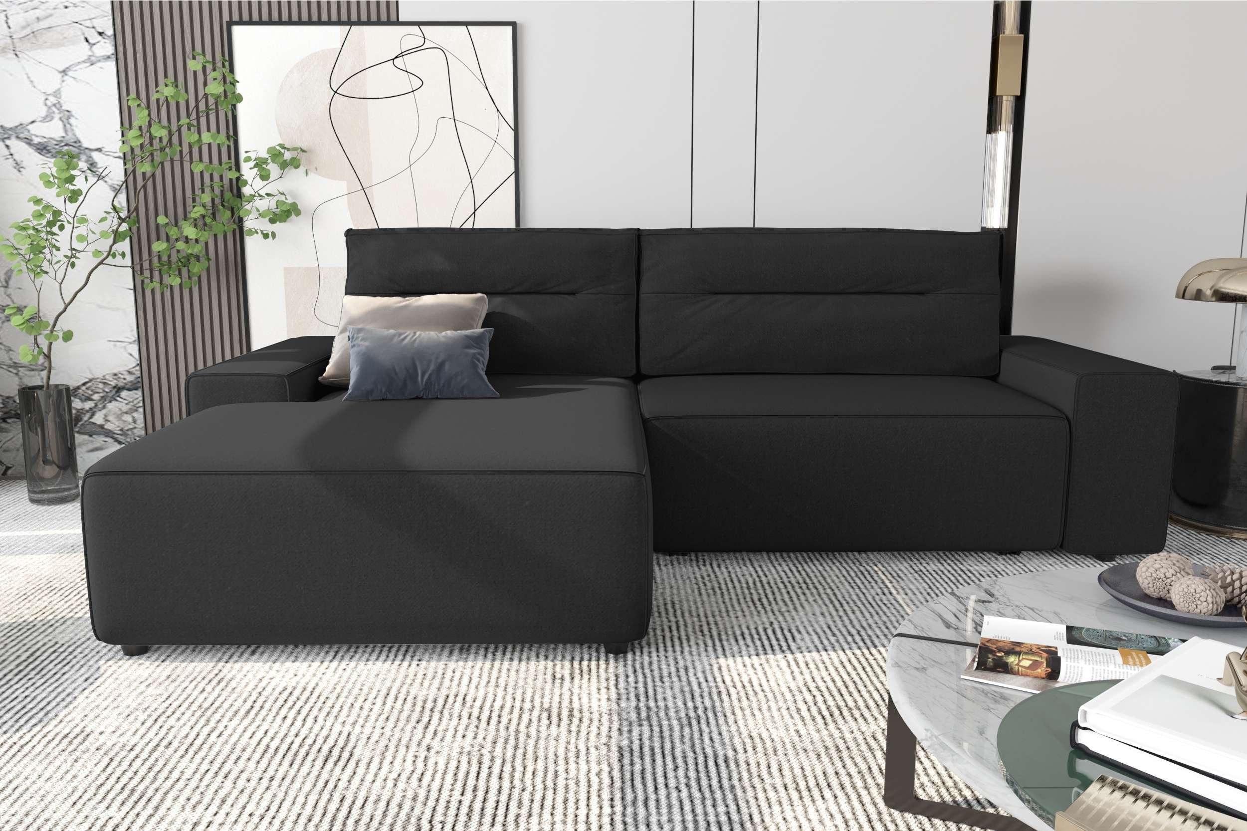 bestellbar, Bettkasten, mane Design oder und Emanuel, L-Form, rechts wahlweise Ecksofa mit Bettfunktion Eckcouch, Stylefy Modern links