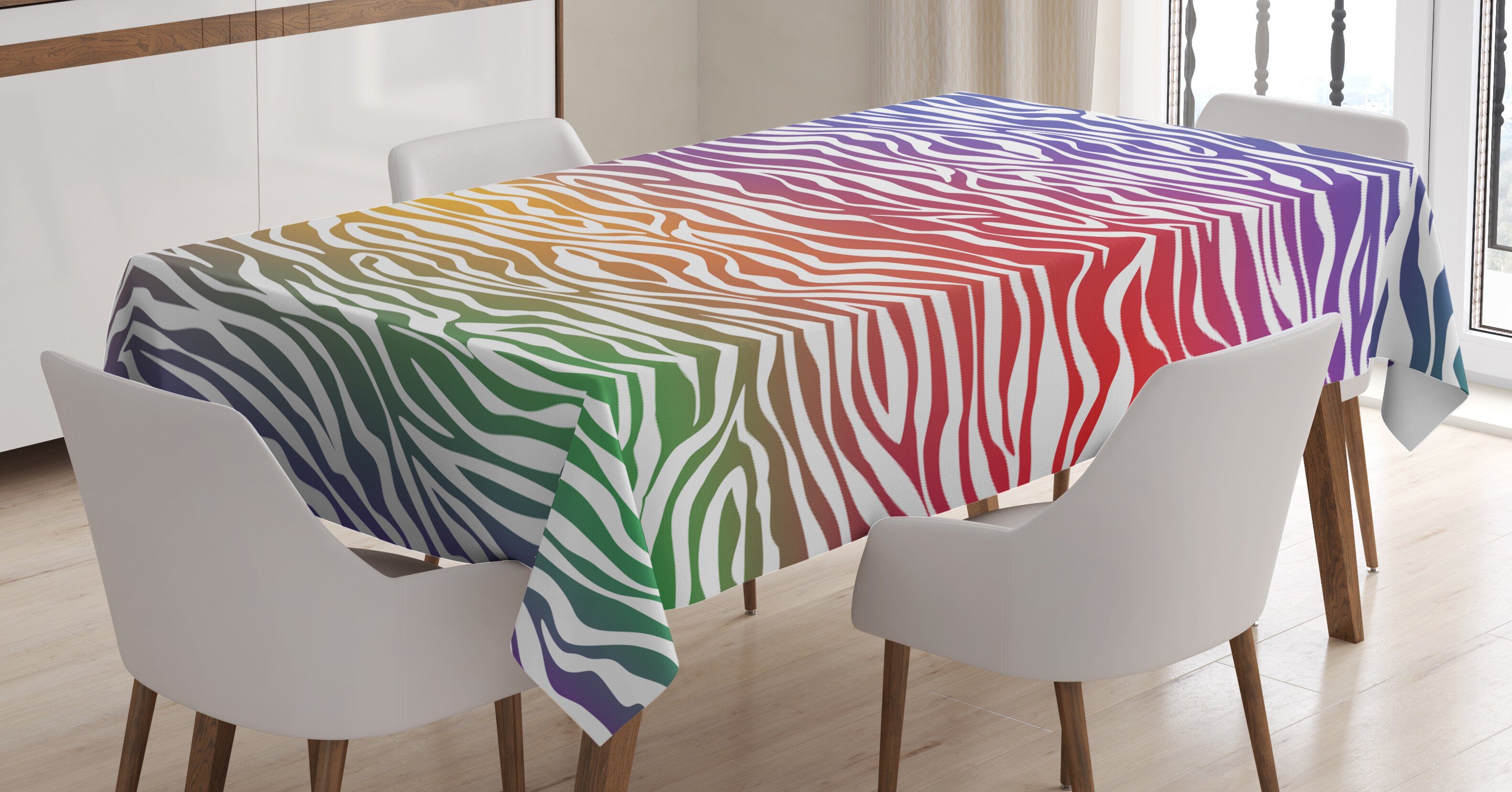 Abakuhaus Tischdecke Farbfest Waschbar Für den Außen Bereich geeignet Klare Farben, Geometrisch Abstrakte Zebra-Haut