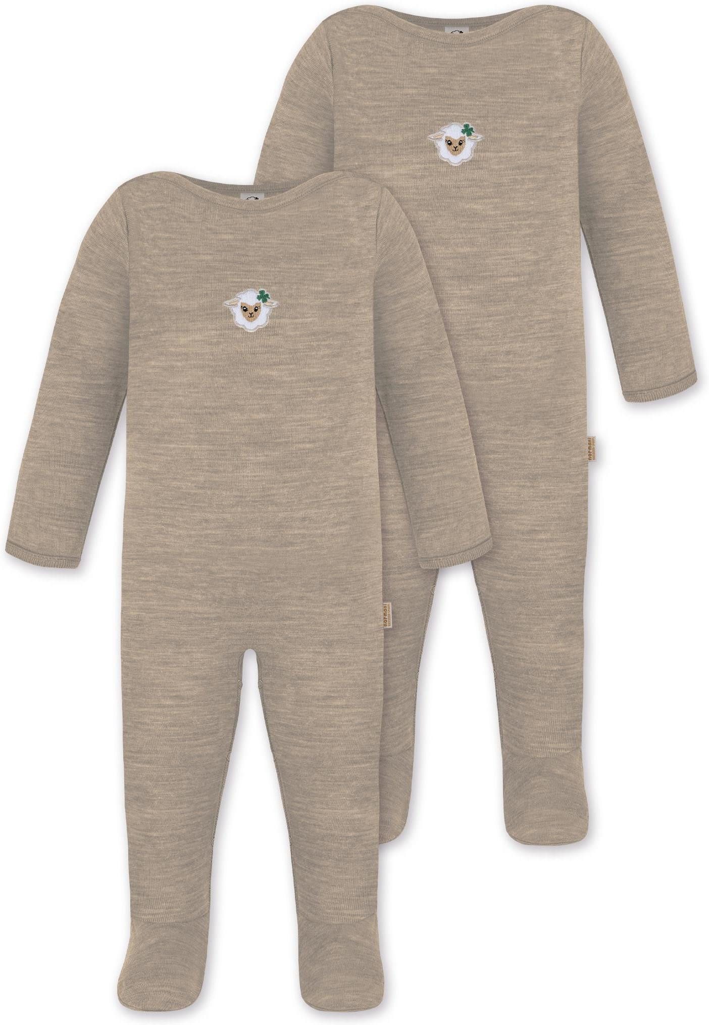 Langarmwickelbody 2er Pack Baby Merino Strampler „Levin"