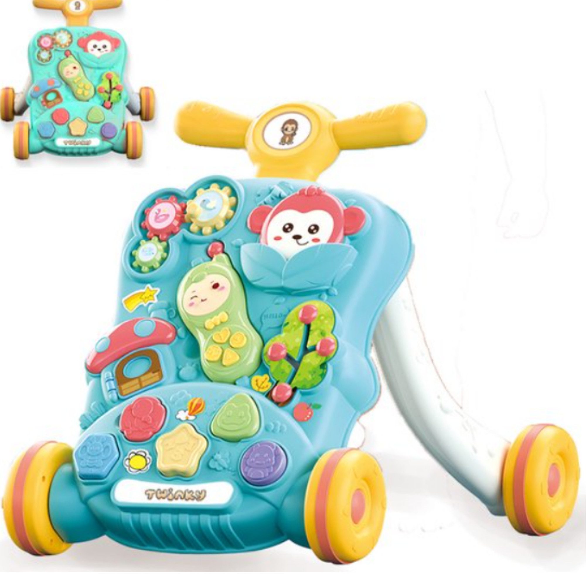 TWINKY Babywalker Babywalker, Lernspielzeug, Schiebe-Lauflernhilfe, Inklusive praktischem Spielset.