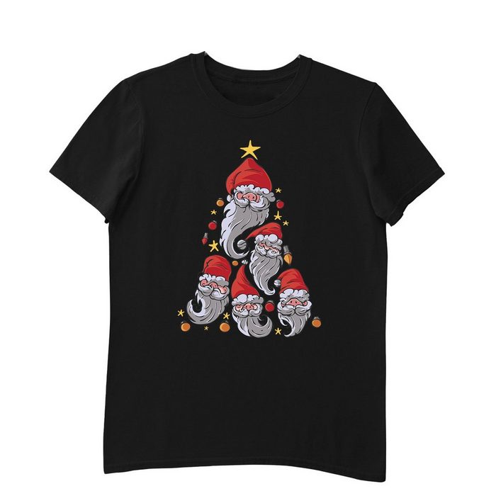 Quattro Formatee Kurzarmshirt Gnome Zwerge Weihnachtsbaum Herren T-Shirt (1-tlg)