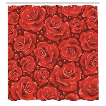 Abakuhaus Duschvorhang Moderner Digitaldruck mit 12 Haken auf Stoff Wasser Resistent Breite 175 cm, Höhe 180 cm, Rose Rote Rosen Wasser Regen-Tropfen