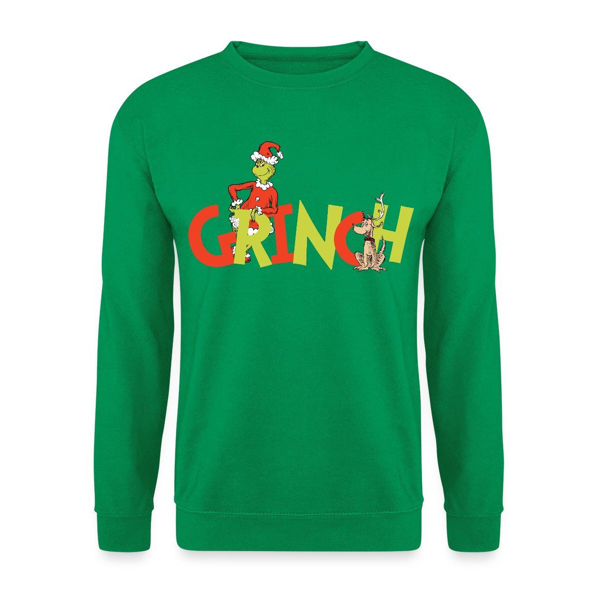 Sweatshirt Der Grinch Schriftzug Mit Grinch & Hund Max Unisex Pullover