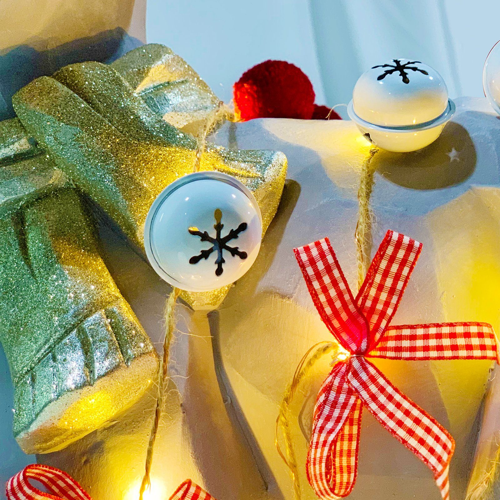 BIGTREE Christbaumschmuck LED Weihnachtslichterketten, für Weihnachtsbaum Glocken