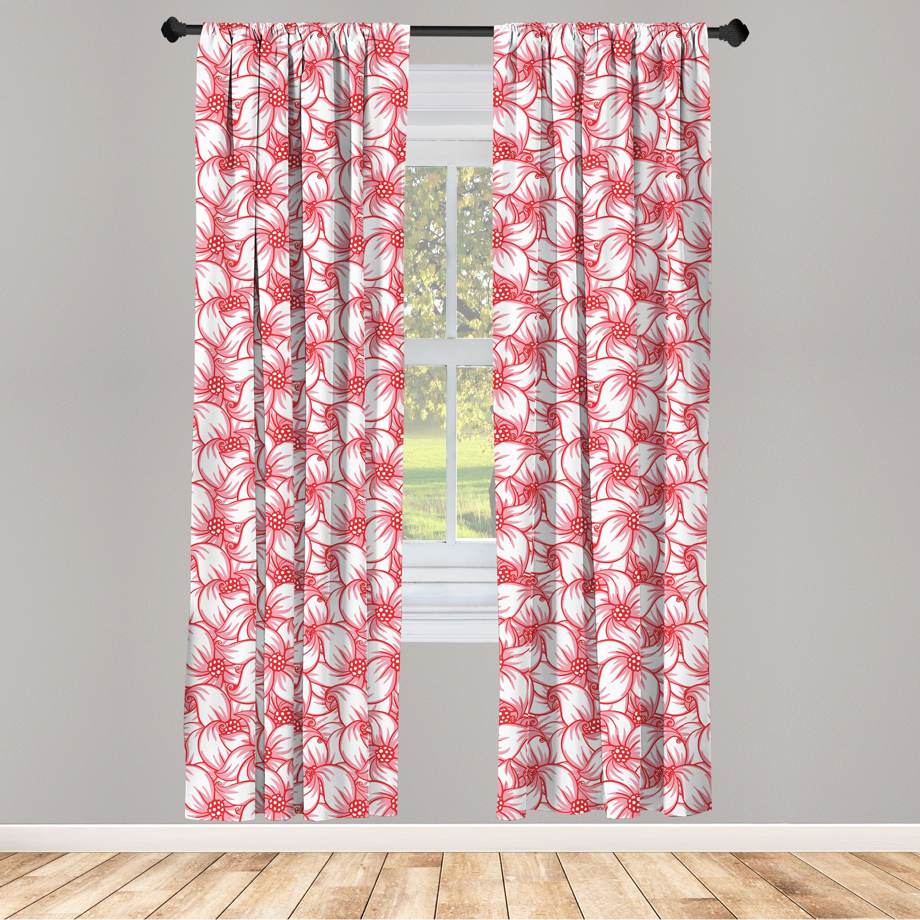 Gardine Vorhang für Wohnzimmer Schlafzimmer Dekor, Abakuhaus, Microfaser, Blumen Blumen und Beeren