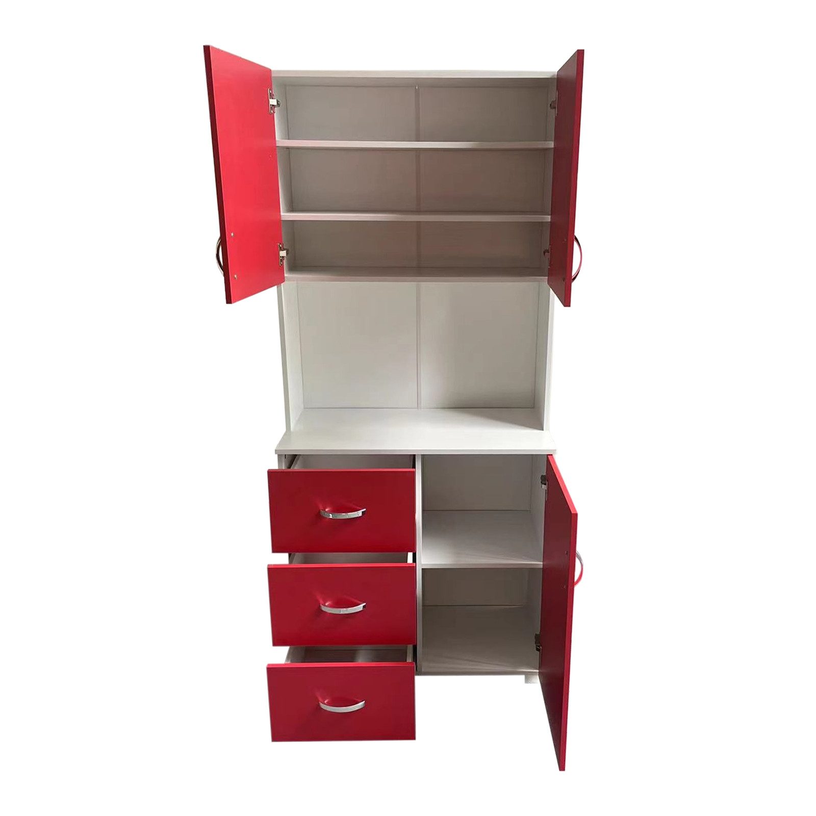 HTI-Living Hochschrank Badschrank Rot Weiß (Stück, 1-St., 1 Schrank) Hochschrank 6 Regalfächer 3 Schubladen