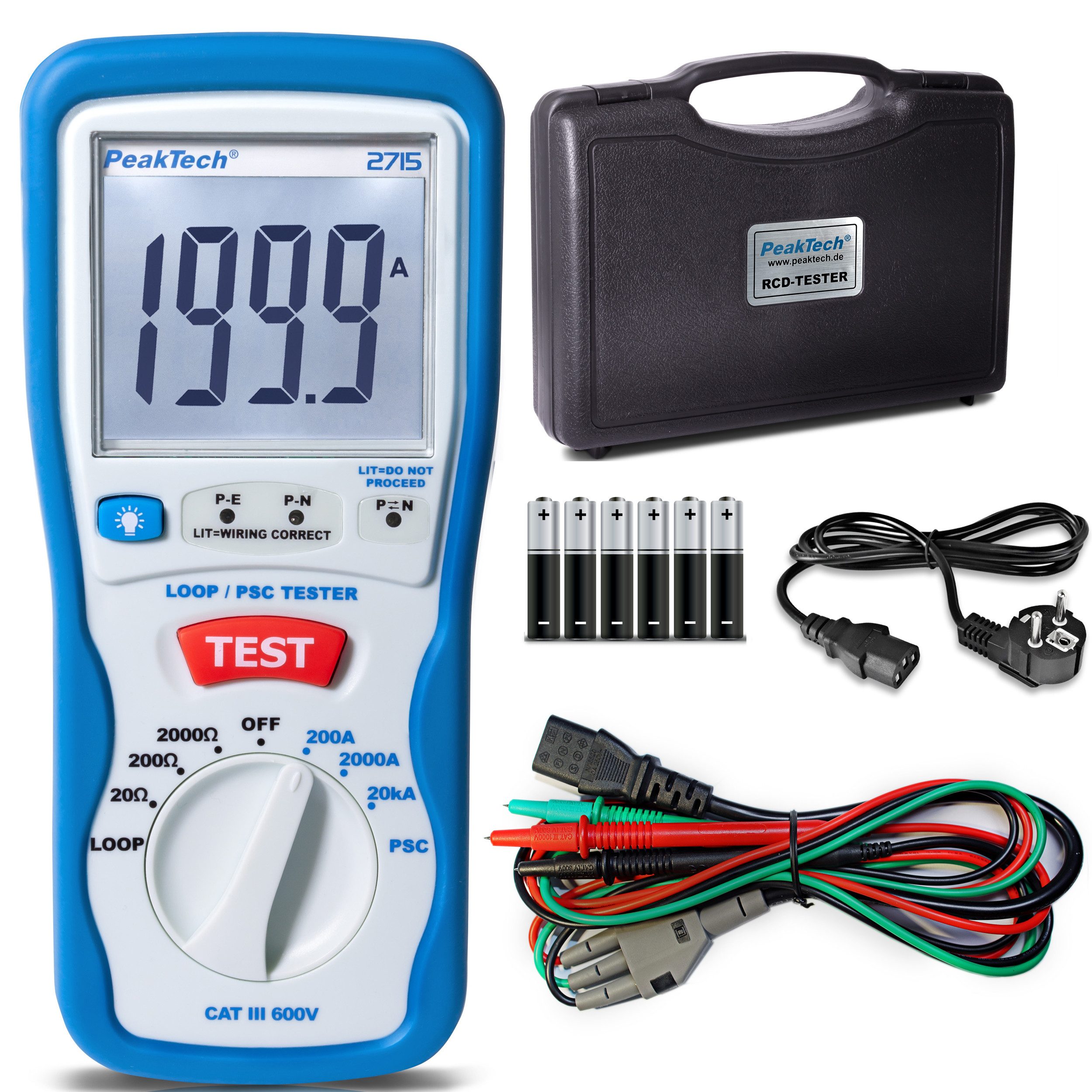 PeakTech Тестер напряжения PeakTech P 2715: Digitales LOOP/PSC Schleifenstrommessgerät, (1 St)