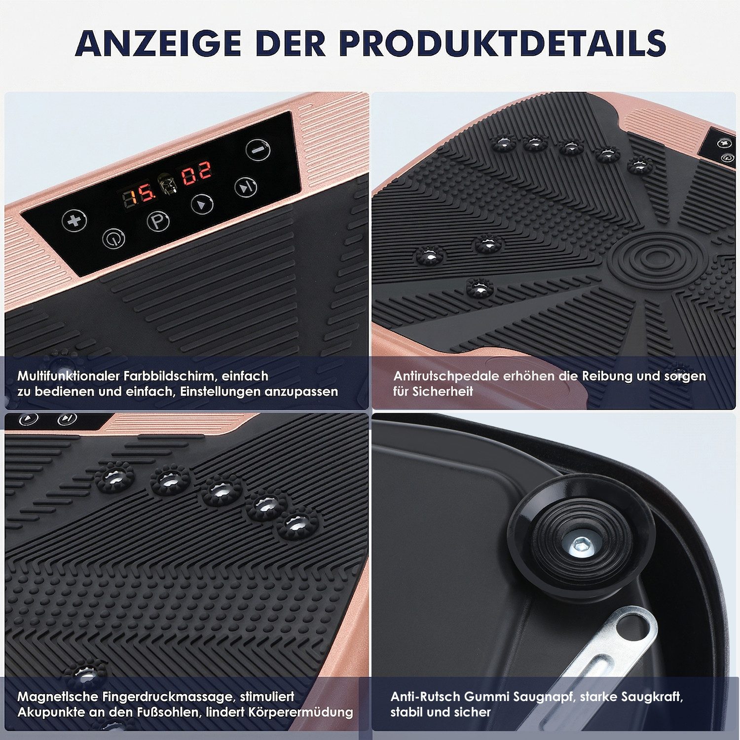 kehot Vibrationsplatte Vibrationsplatte mit Doppelmotoren, Fernbedienung & Trainingsbänder, 200 W, 99 Intensitätsstufen, (für Abnehmen, Ganzkörpertraining, Muskelaufbau - Massagegerät), 120 kg Kapazität Vibrationsplatte für Home Workout
