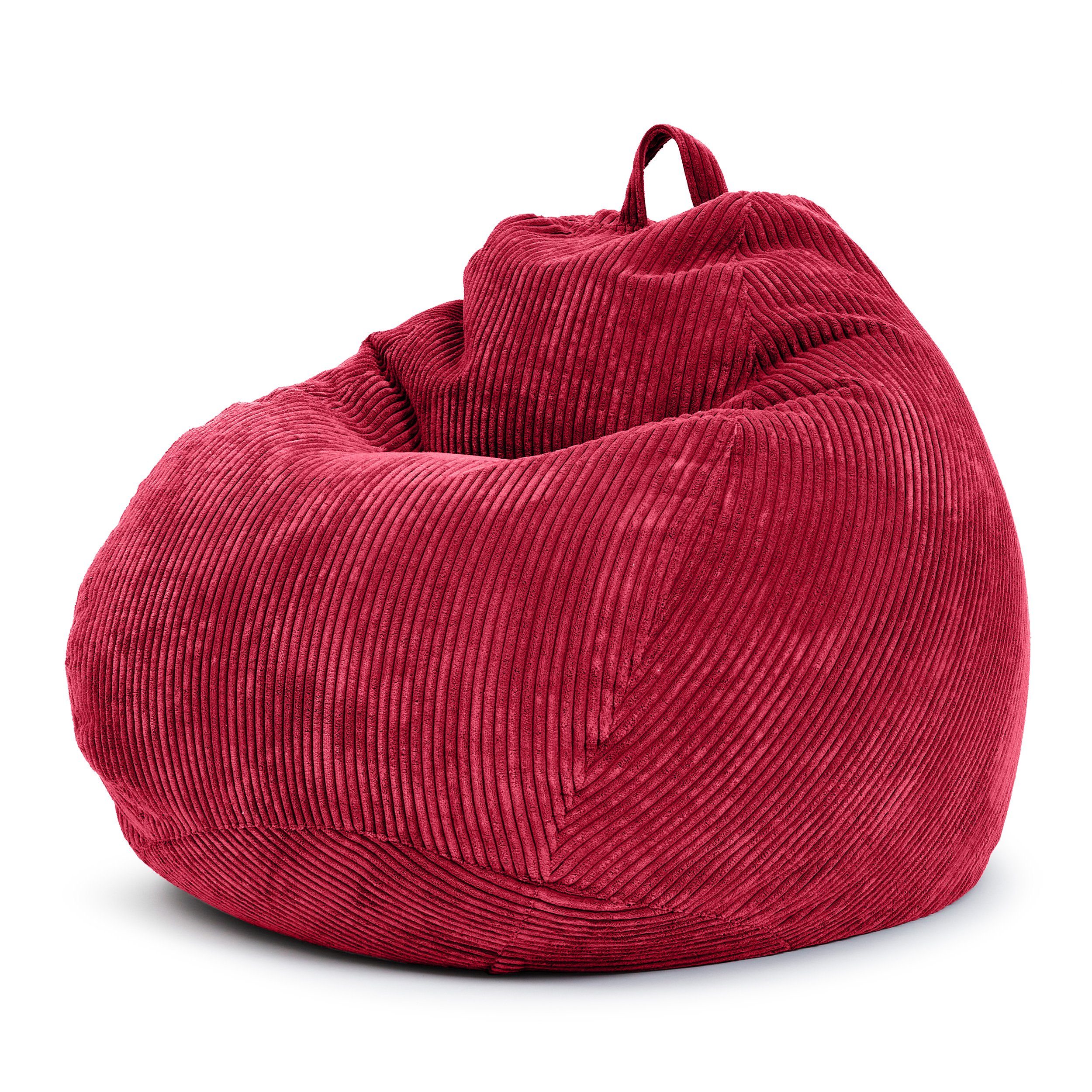 Green Bean Sitzsack Scoop Cord (Indoor Sitzsack 90x110cm EPS-Perlen Füllung & Cordstoff, Kuschelig Weich Waschbar - Drinnen Bodenkissen Liegekissen Sitzkissen), Sitzhocker Relax-Sessel Kinder Erwachsene Stoff Rot