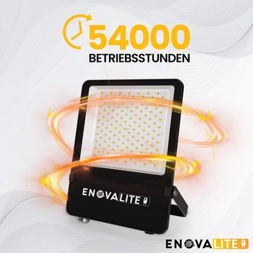 ENOVALITE LED Flutlichtstrahler LED-Fluter, 100 W, 4000 K (neutralweiß), 13000 lm, schwarz, IP65, LED fest integriert, neutralweiß