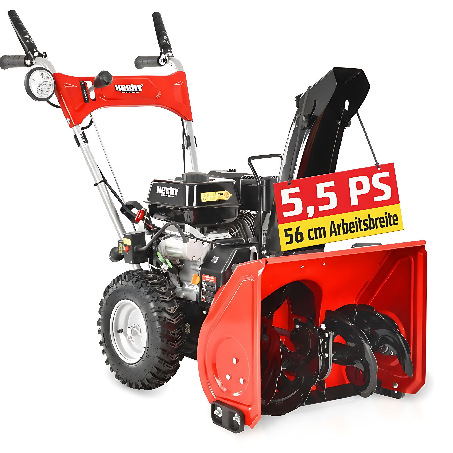 Hecht Benzin-Schneefräse mit Elektrostart LED Radantrieb 2-stufig 40 cm Arbeitshöhe, 56,00 cm Arbeitsbreite, 8 Gänge - 11 m Wurfweite