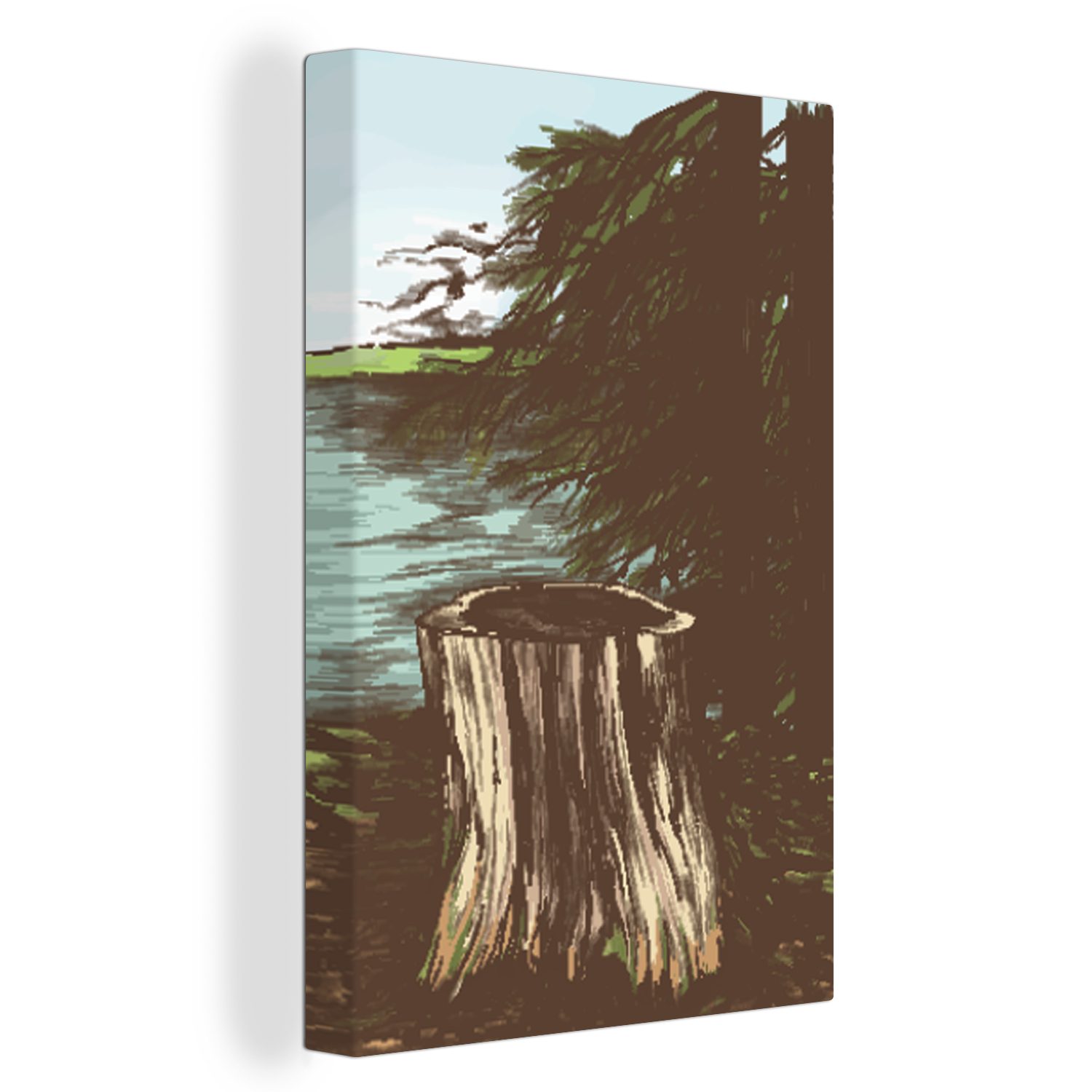 OneMillionCanvasses® Leinwandbild Baum - Meer - (1 cm St), inkl. Illustration, bespannt Zackenaufhänger, Gemälde, fertig Leinwandbild 20x30