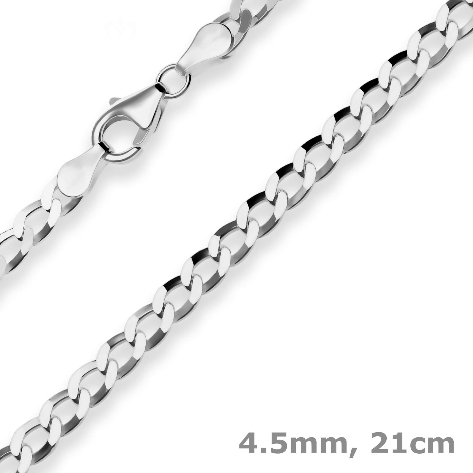 Schmuck Krone Panzerarmband 4,5mm Armband Panzerkette aus 925 Silber rhodiniert 21cm, Silber 925