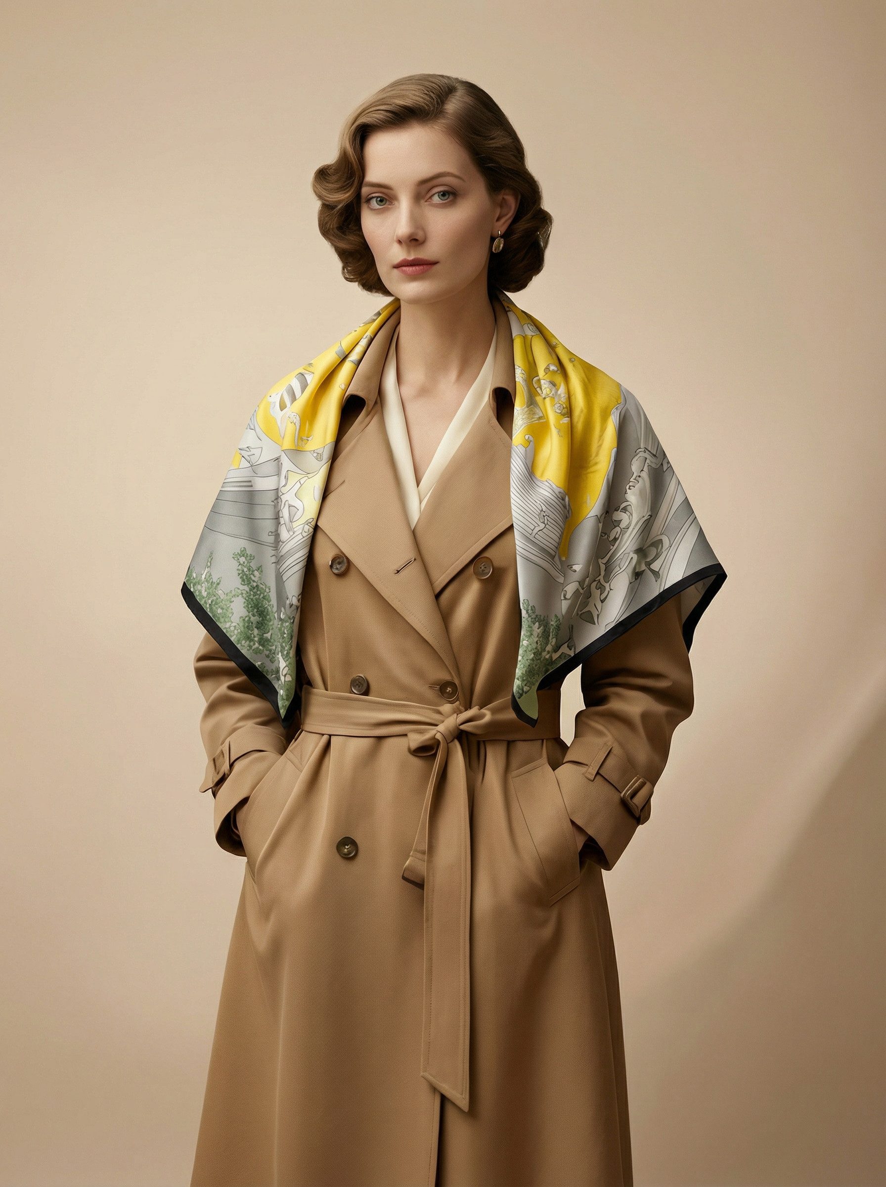 Kleelein Seidentuch Seidentuch 90x90 cm für Damen mit Akrobatik Reiter-Motiven rostrot, (1-teilig), 100% Maulbeerseide, Vintage-Zirkus-Motiv, Luxuriöses Material