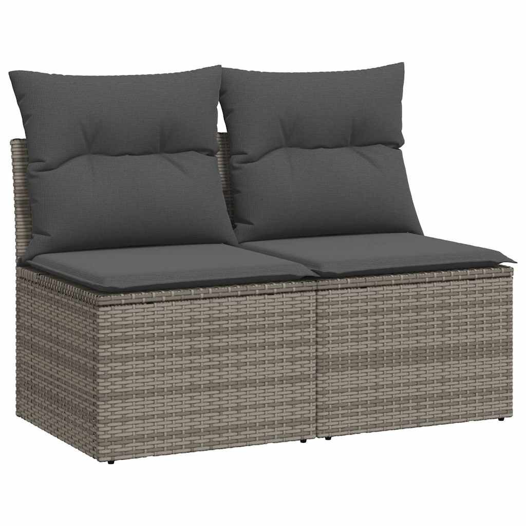 vidaXL Gartenlounge-Set 2-tlg. Garten-Sofagarnitur mit Kissen Grau Poly Rattan, (1-tlg)