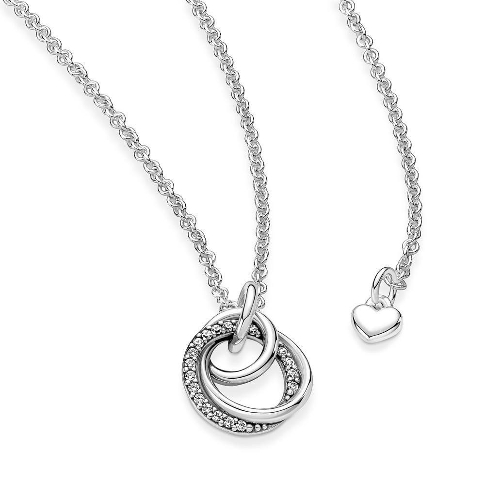 Pandora Kette mit Anhänger PANDORA Kette mit Kreisanhänger aus 925er Silber und Zirkonia