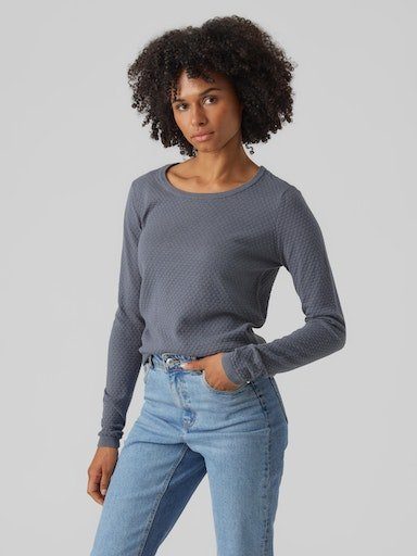 Vero Moda Rundhalspullover VMCARE STRUCTURE LS O-NECK BLOU NOOS Stormy Weather